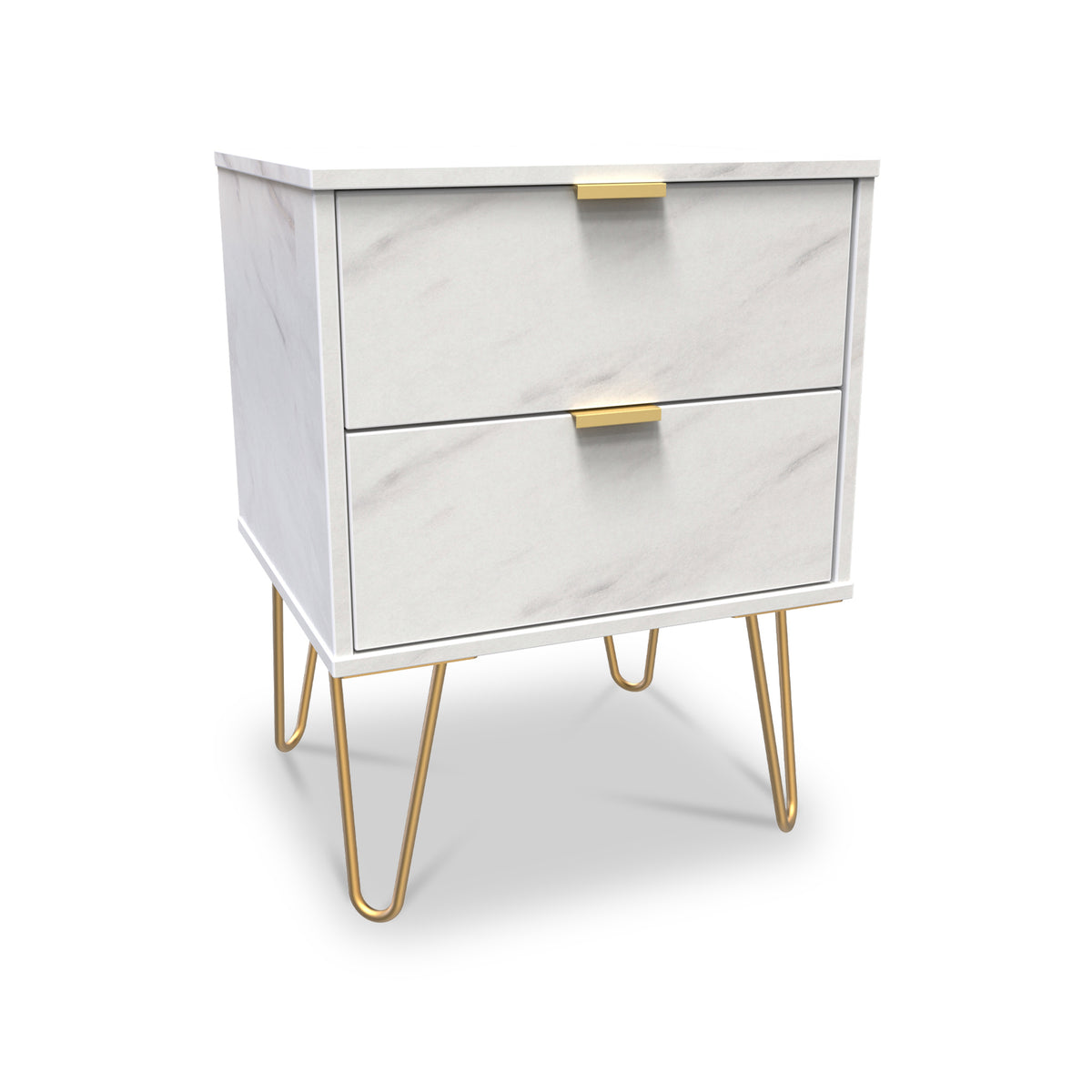 Moreno Marble 2 Drawer Bedside Table from Roseland Furniture
