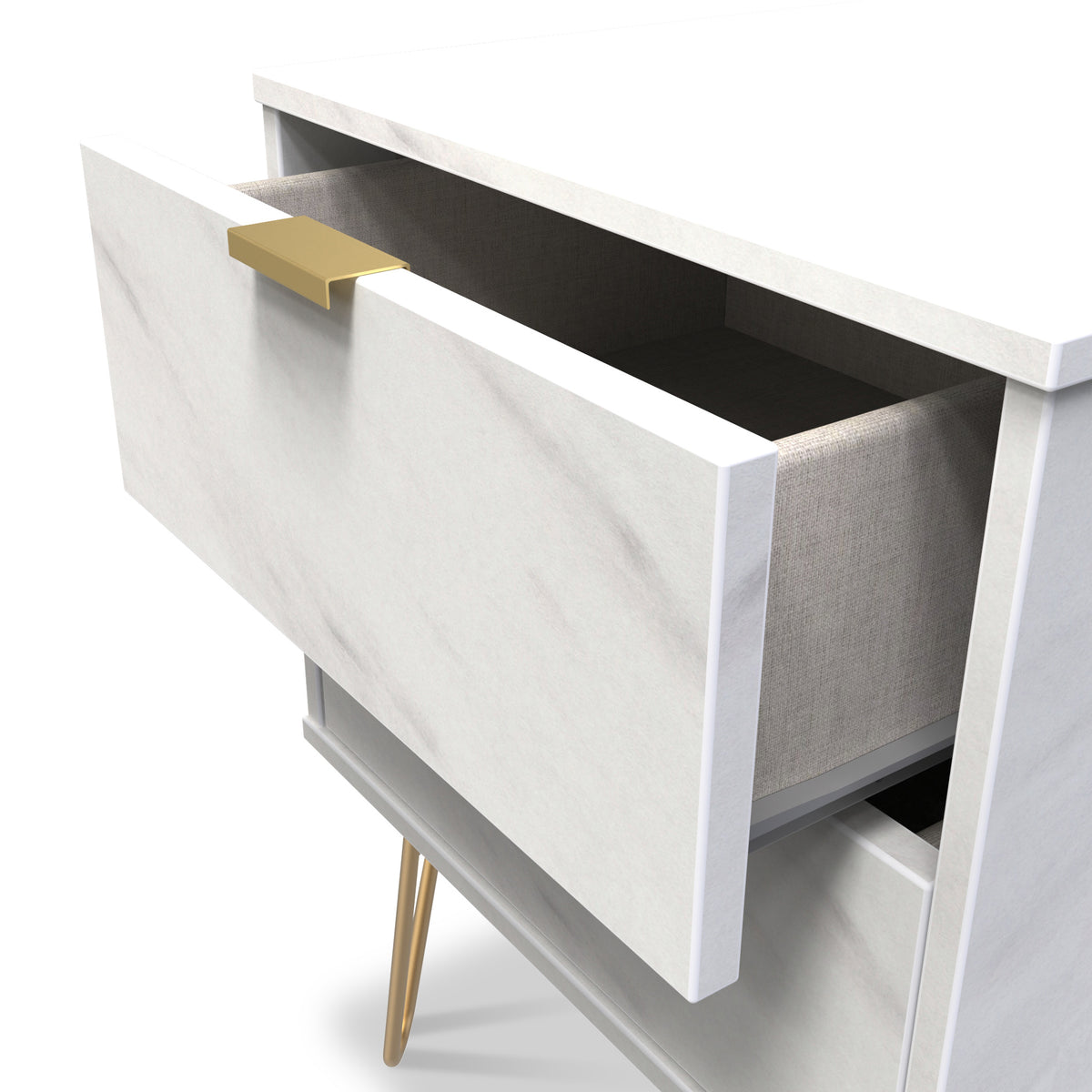 Moreno Marble Effect 2 Drawer Bedside Cabinet