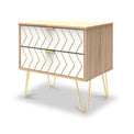 Mila White with Gold Hairpin Legs 2 Drawer Side Table from Roseland Furniture