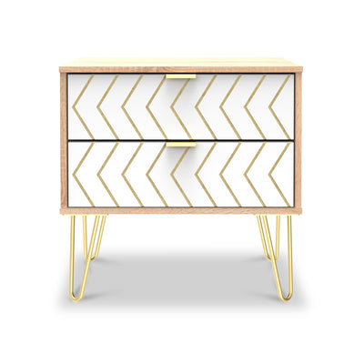 Mila White with Gold Hairpin Legs Wireless Charging 2 Side Table