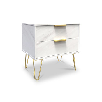 Moreno Marble Effect 2 Drawer Side Table