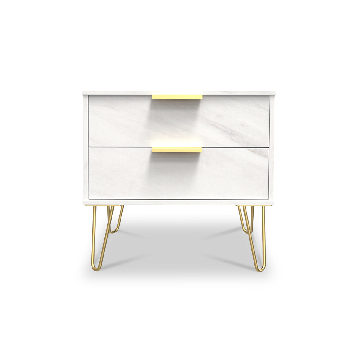 Moreno Marble Effect 2 Drawer Lamp Side Table
