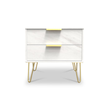 Moreno Marble Effect 2 Drawer Side Table