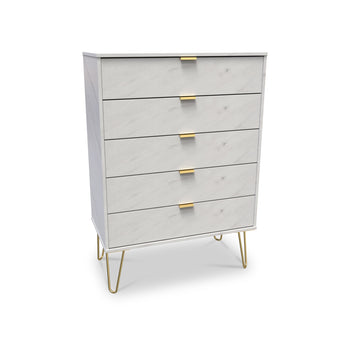 Moreno Marble Effect 5 Drawer Chest