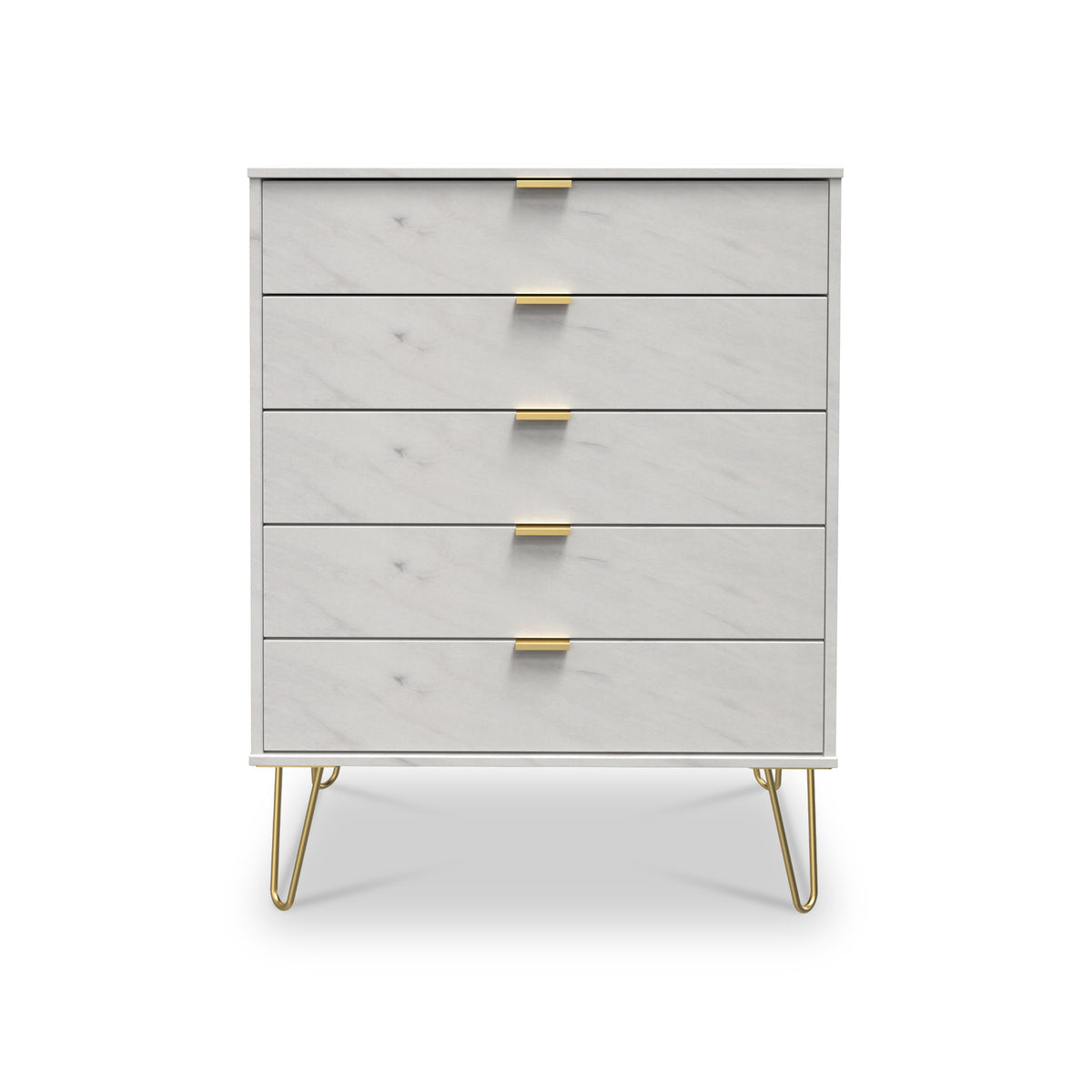 Moreno Marble Effect 5 Drawer Chest of Drawers