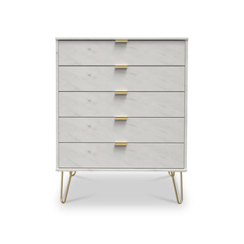 Moreno Marble Effect 5 Drawer Chest