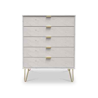 Moreno Marble Effect 5 Drawer Chest