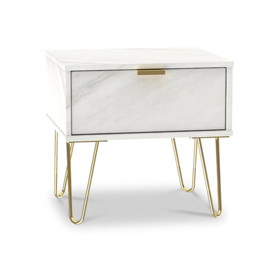 Moreno Marble Effect 1 Drawer Bedside