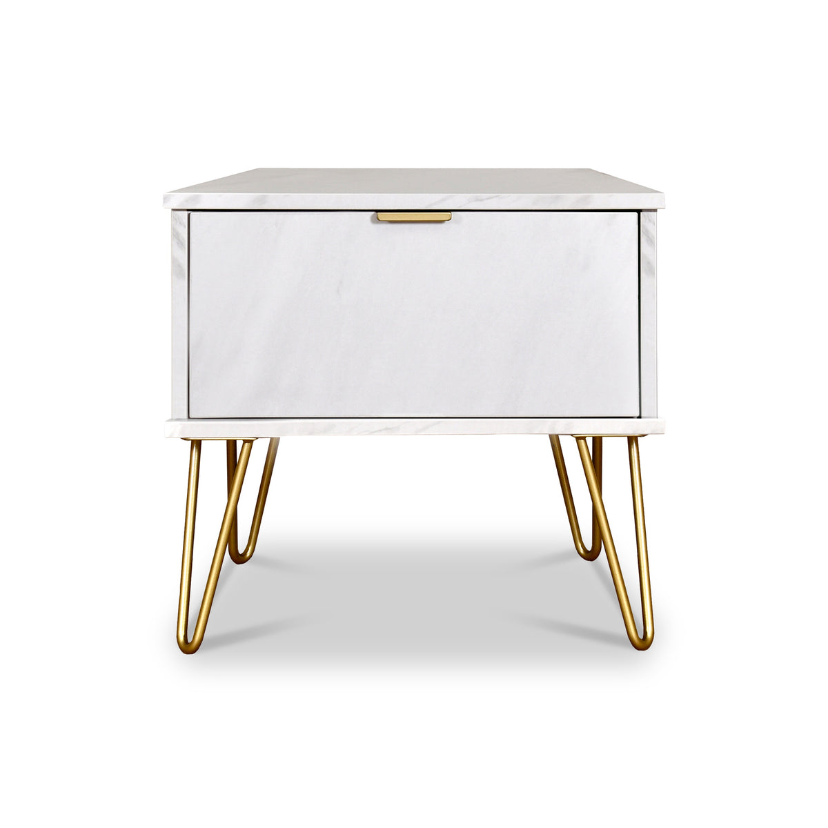 Moreno Marble Effect 1 Drawer White Bedside Cabinet