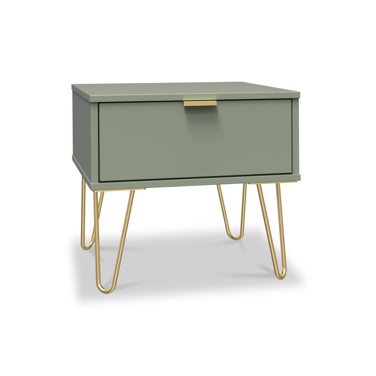 Moreno Olive Green 1 Drawer Bedside Table by Roseland Furniture