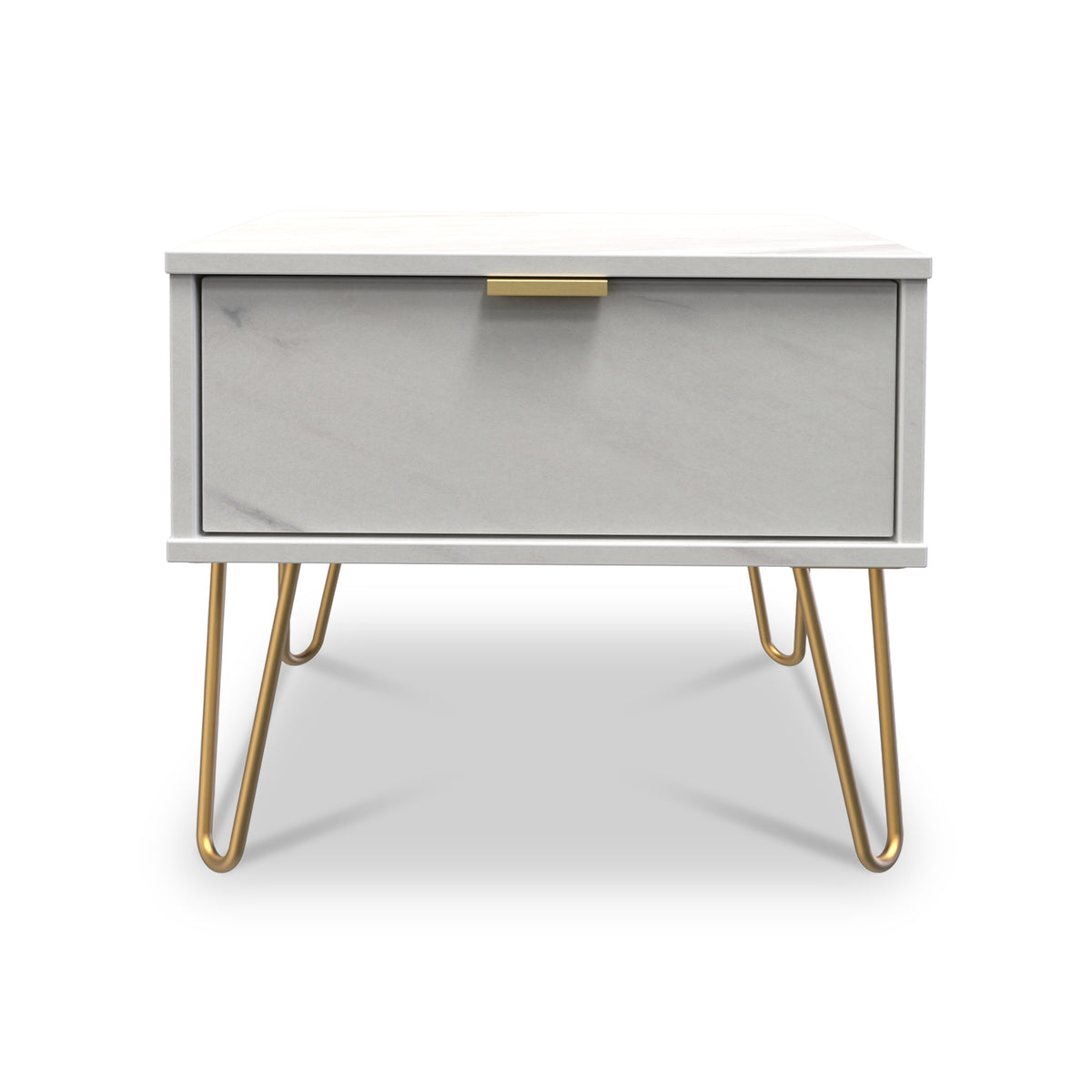 Moreno Marble Effect 1 Drawer Lamp Side Table from Roseland Furniture