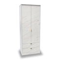 Moreno Marble Effect 2 Door 2 Drawer Double Wardrobe from Roseland Furniture
