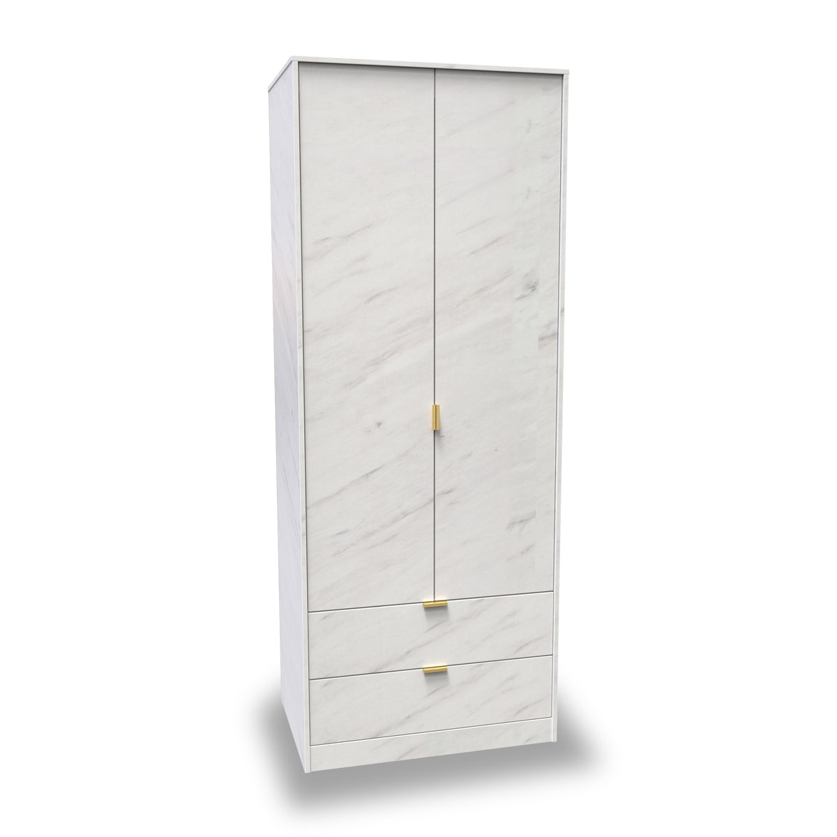 Moreno Marble Effect 2 Door 2 Drawer Double Wardrobe | Roseland