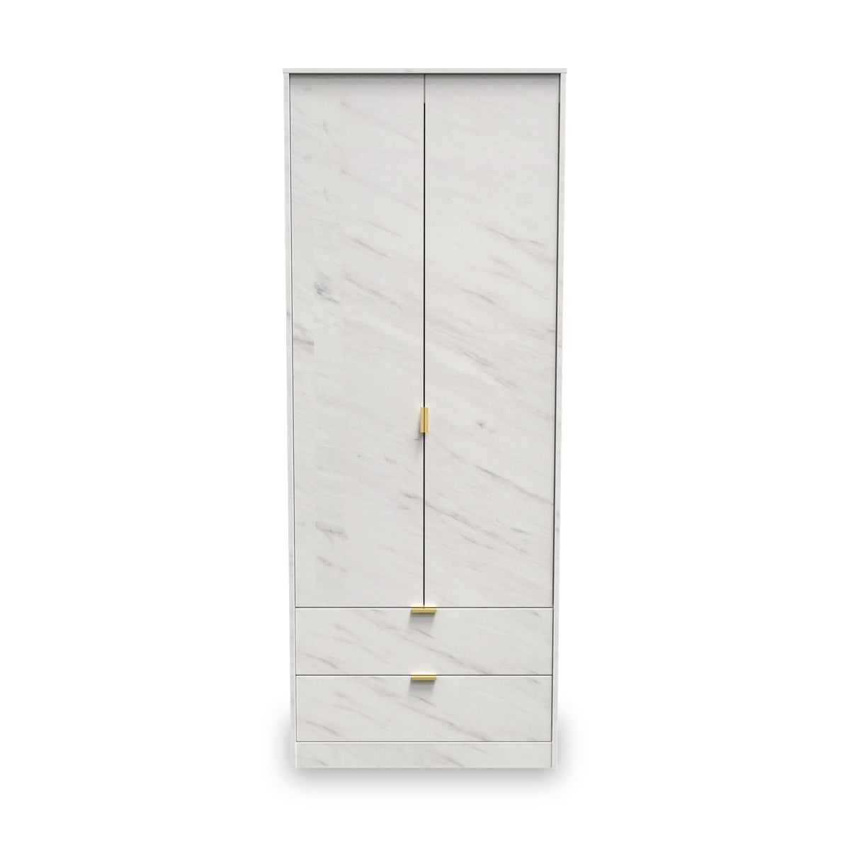 Moreno Marble Effect 2 Door 2 Drawer Double Wardrobe | Roseland