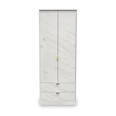 Moreno Marble Effect 2 Door 2 Drawer Double Wardrobe