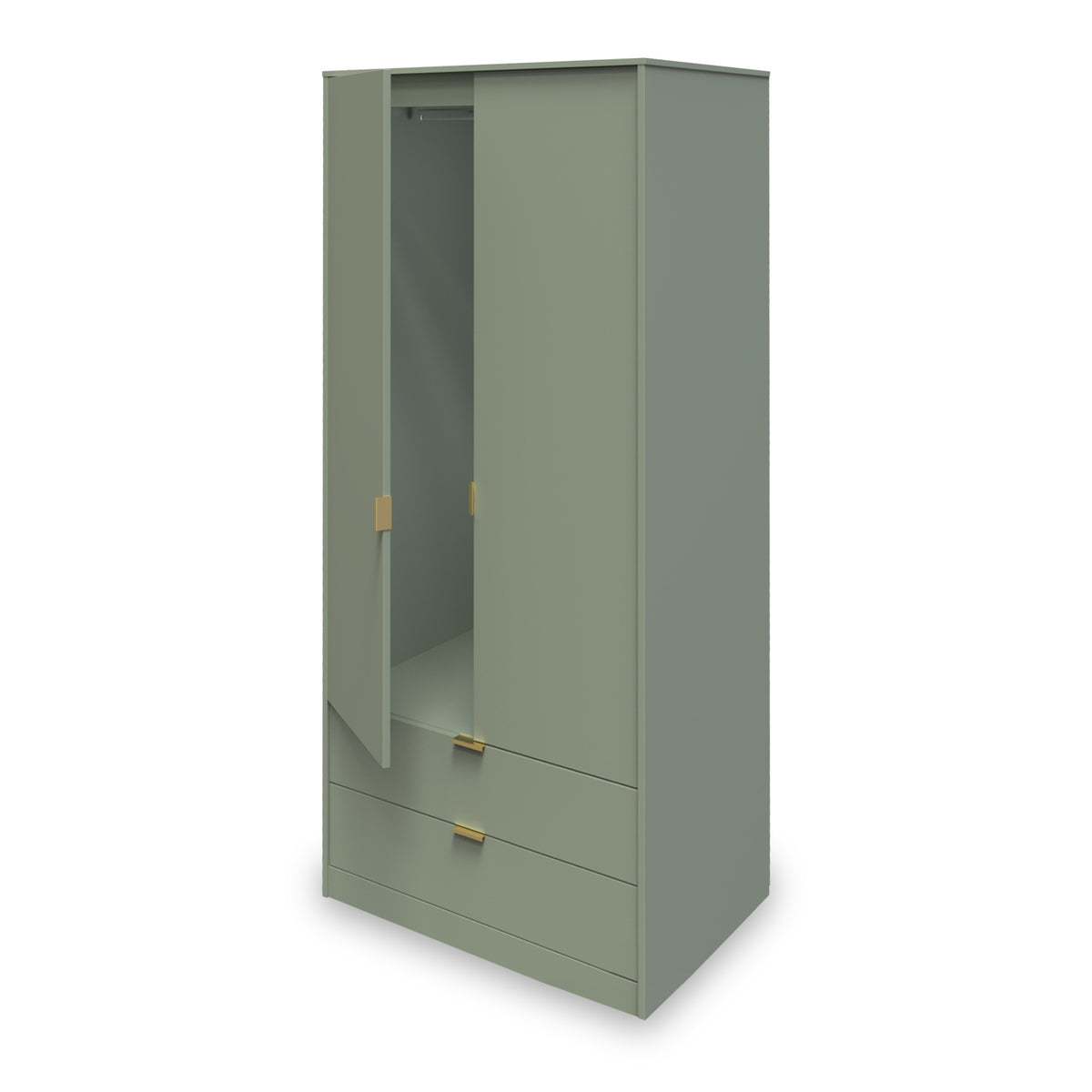 Moreno Olive Green 2 Door 2 Drawer Double Wardrobe from Roseland furniture