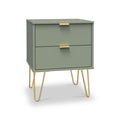 Moreno Olive Wireless Charging 2 Drawer Bedside Table by Roseland Furniture