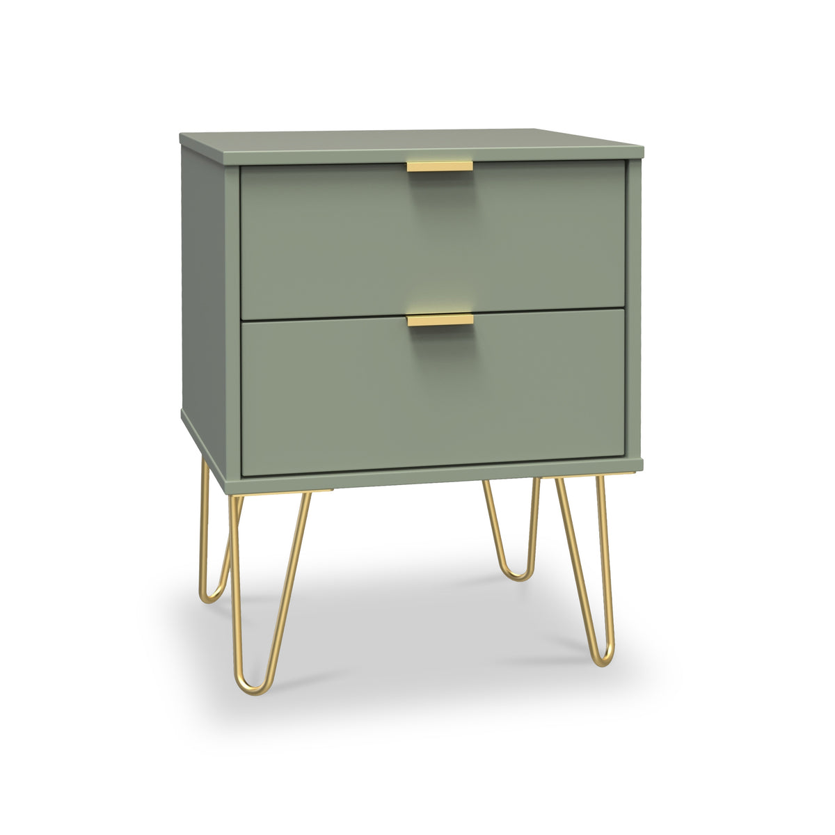 Moreno Olive Wireless Charging 2 Drawer Bedside Table by Roseland Furniture