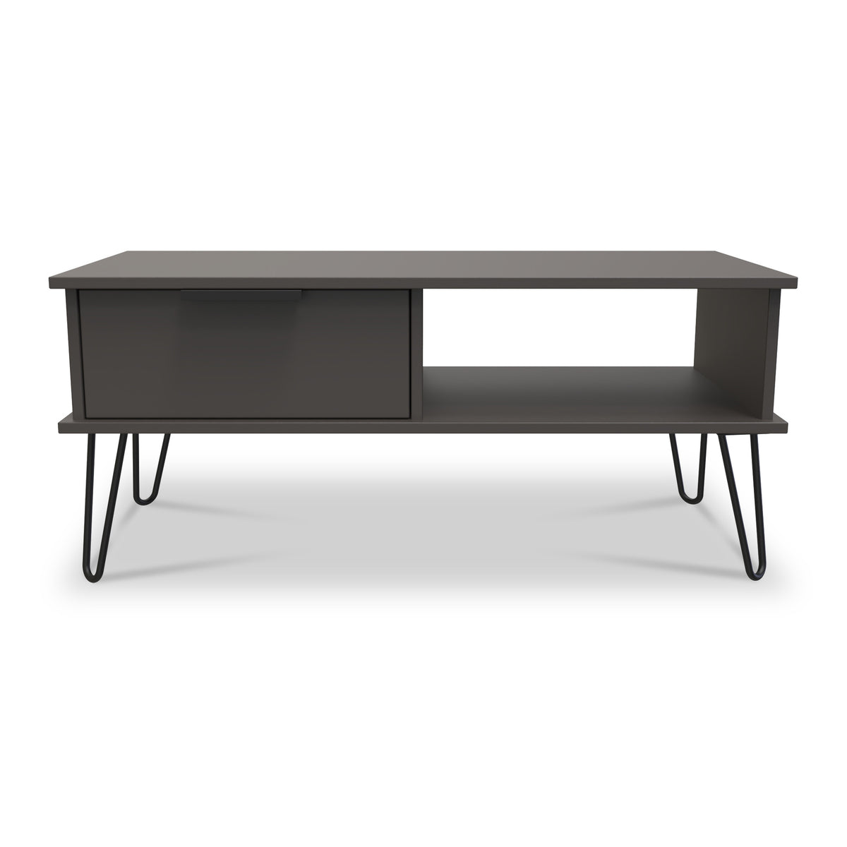 Moreno Graphite Grey 1 Drawer Coffee Table with hairpin legs from Roseland Furniture