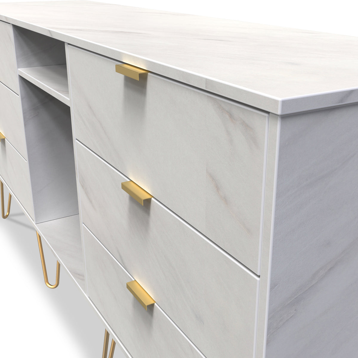 Moreno Marble 6 Drawer Sideboard Cabinet