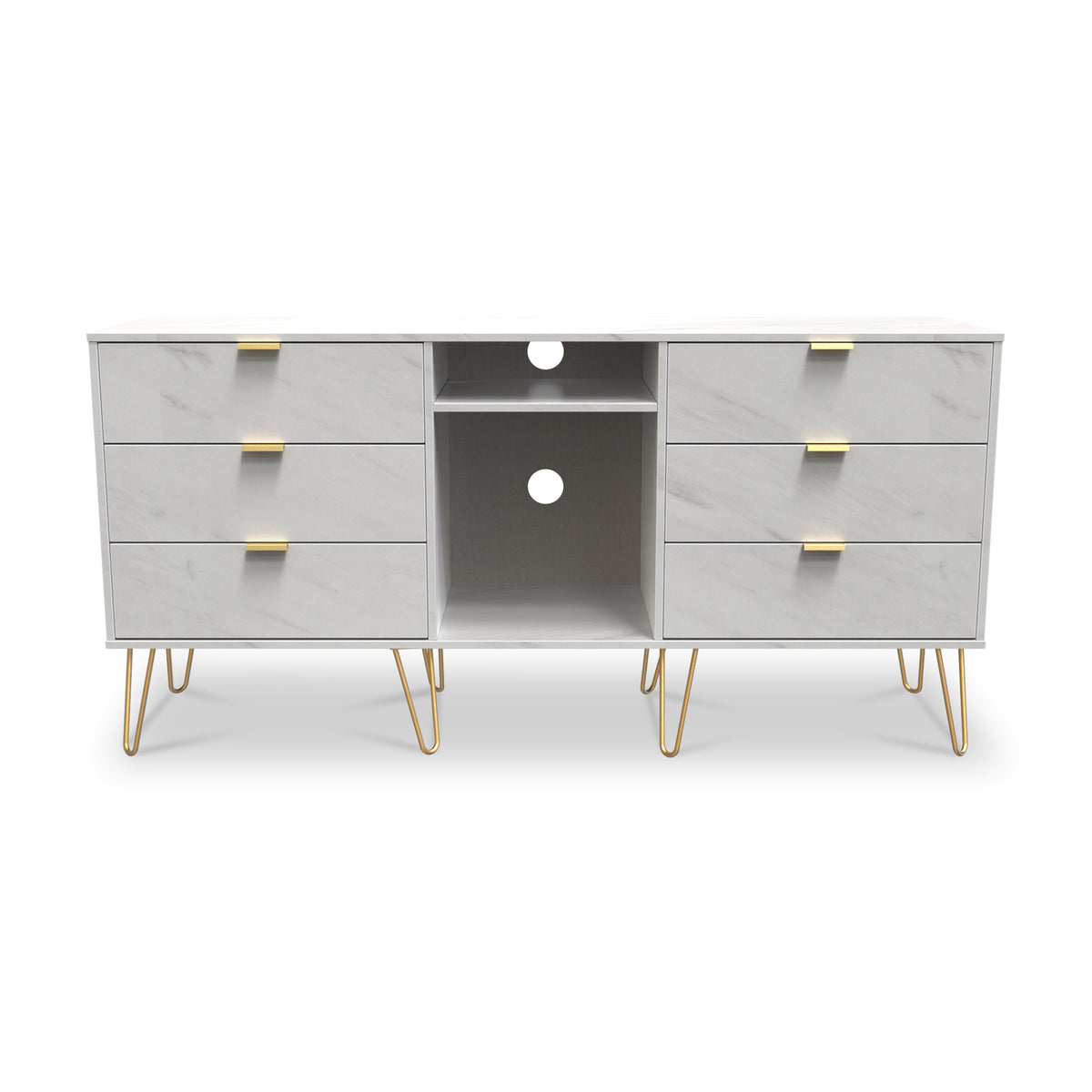 Moreno Marble 6 Drawer Sideboard Cabinet