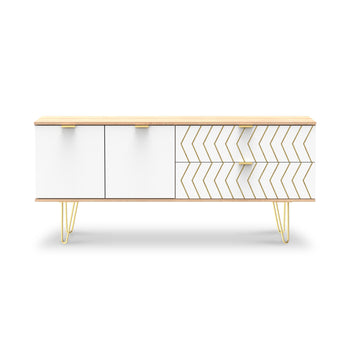 Mila White with Gold Hairpin Legs 2 Drawer 2 Door Wide Sideboard