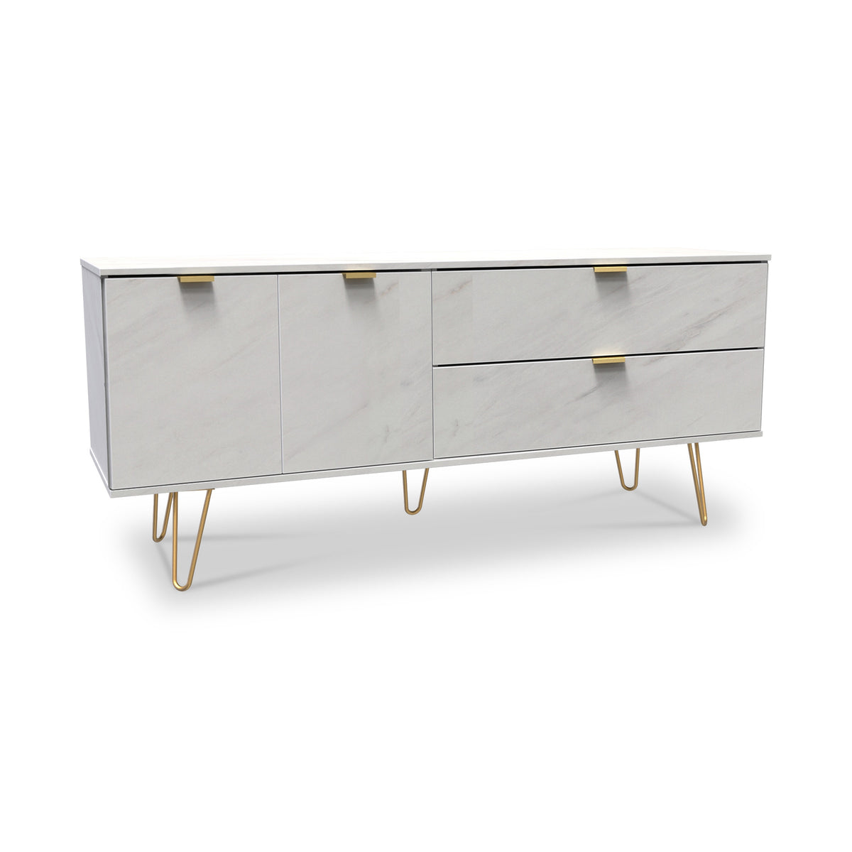 Moreno Marble Effect 2 Drawer 2 Door Wide Sideboard Cabinet from Roseland Furniture