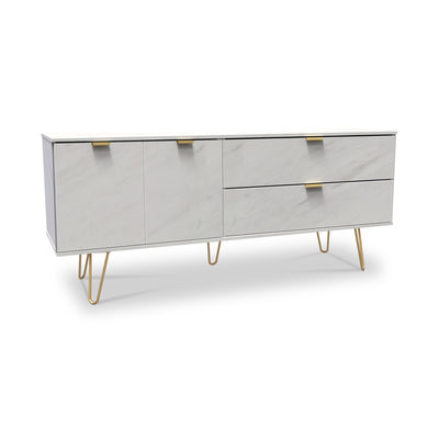 Moreno Marble Effect 2 Drawer 2 Door Wide Sideboard