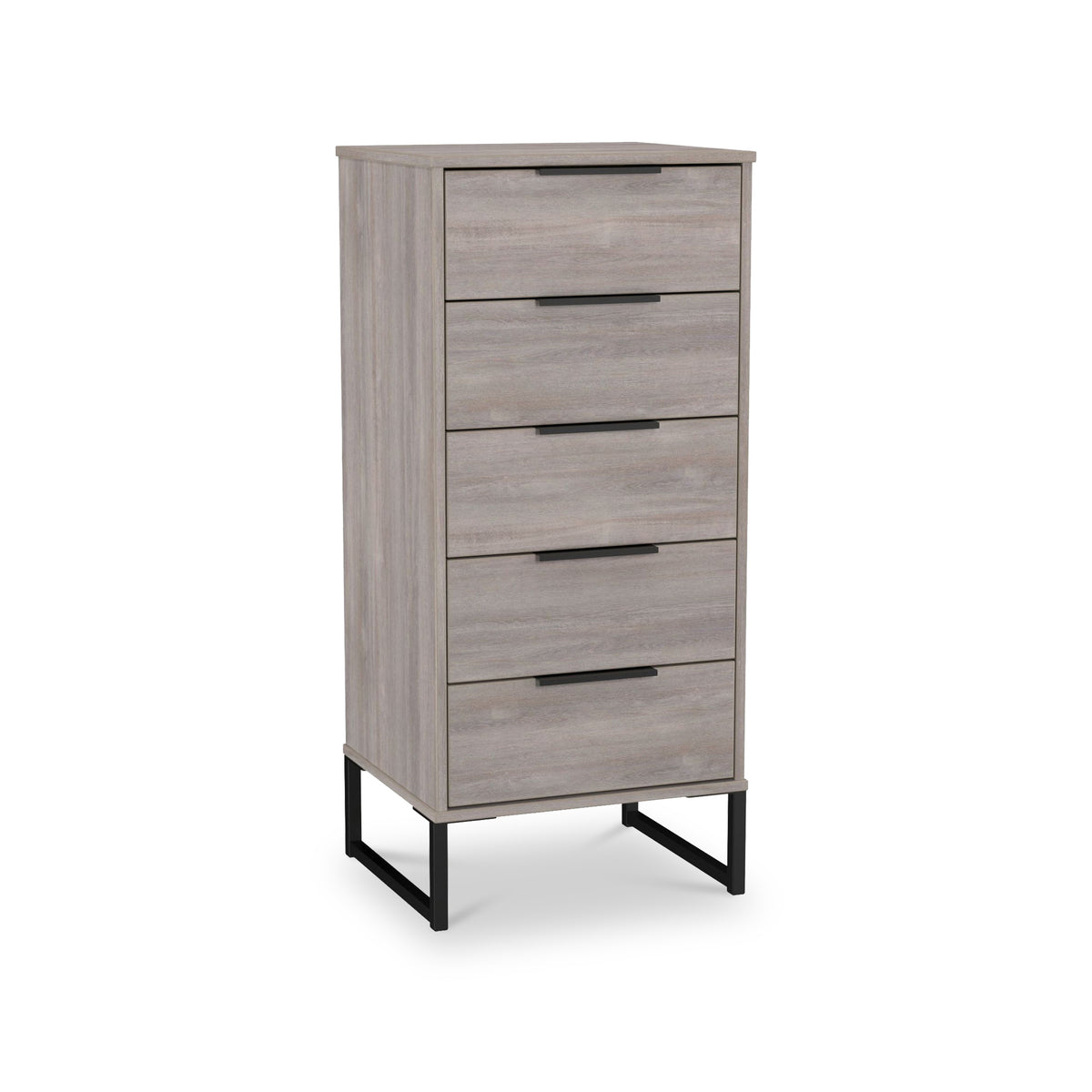 Ashbourne 5 Drawer Tallboy Grey Oak from Roseland Furniture