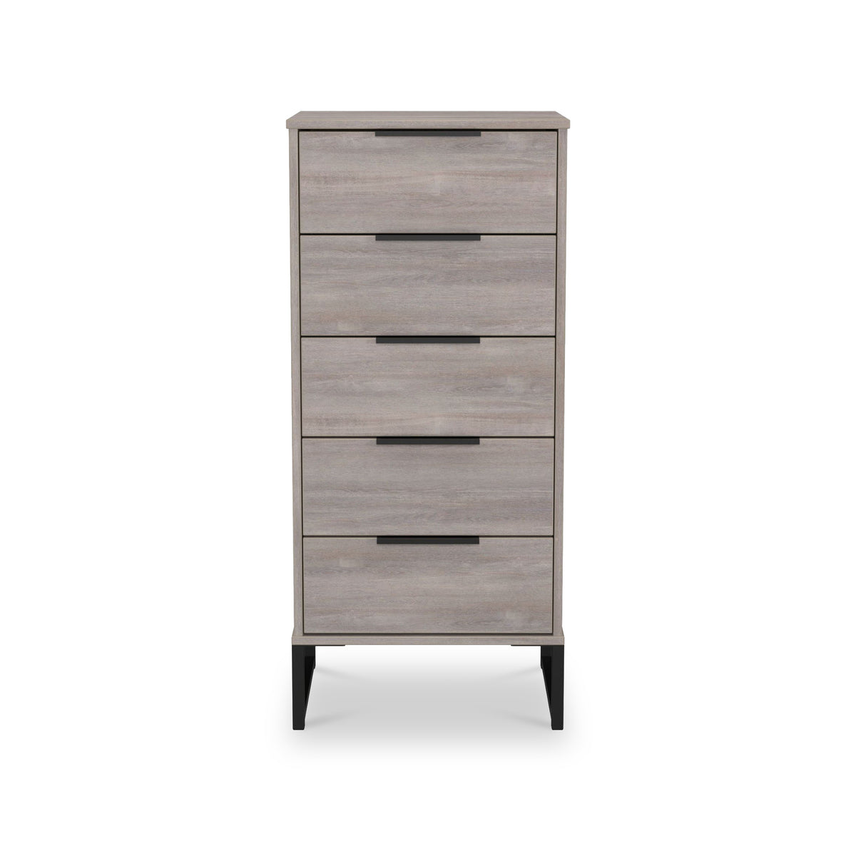 Ashbourne 5 Drawer Tallboy Grey Oak from Roseland Furniture