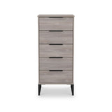 Ashbourne 5 Drawer Tallboy Grey Oak from Roseland Furniture