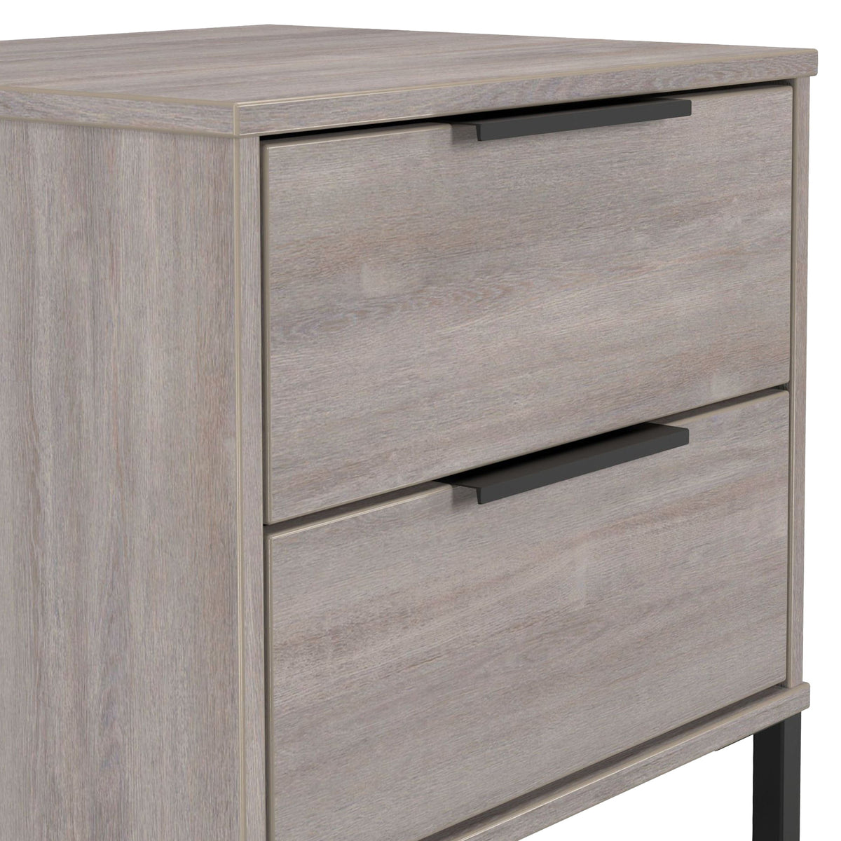 Ashbourne 2 Drawer Bedside Grey Oak from Roseland Furniture