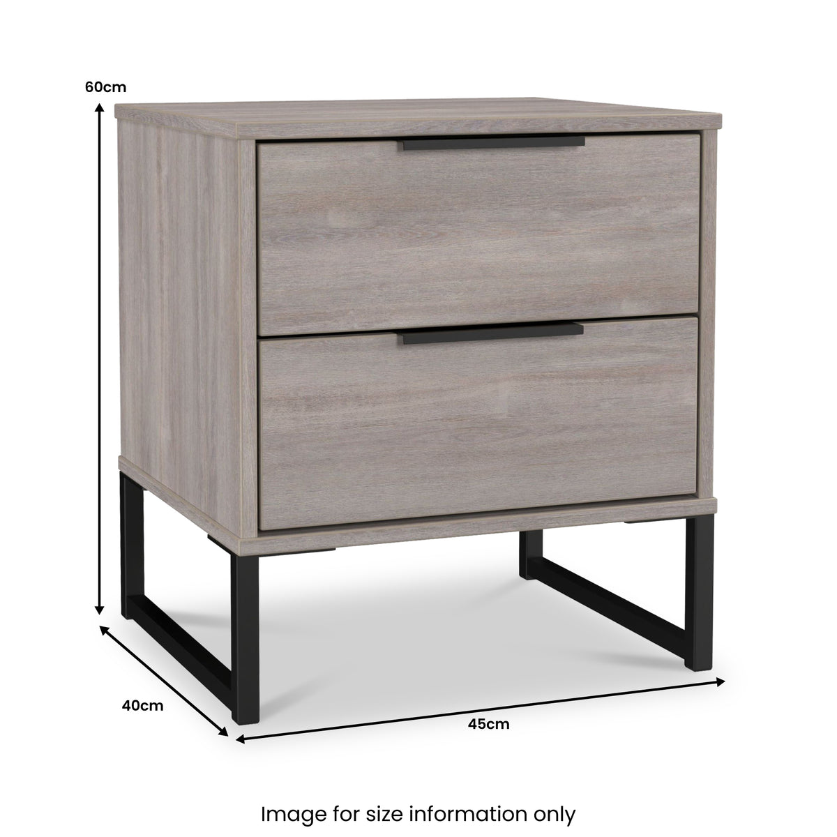 Ashbourne 2 Drawer Bedside Grey Oak from Roseland Furniture