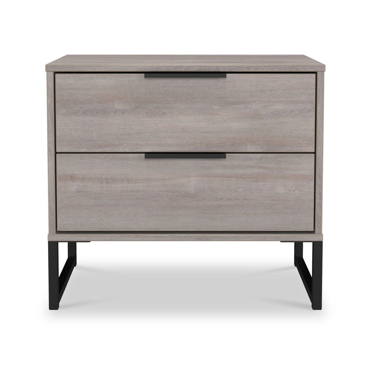 Ashbourne 2 Drawer Side Table Grey Oak from Roseland Furniture