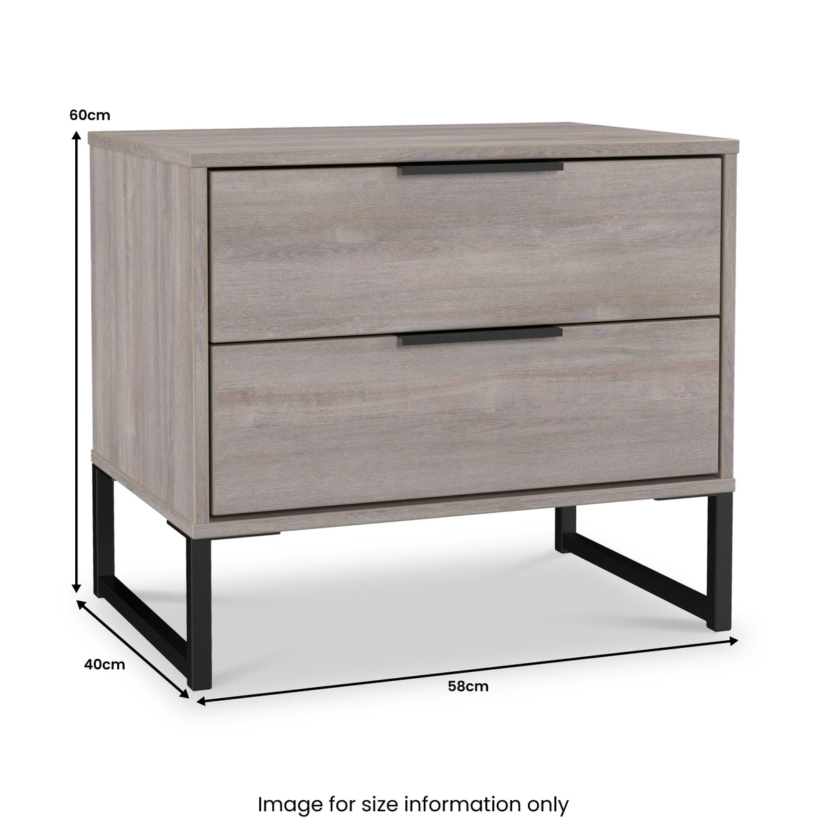 Ashbourne 2 Drawer Side Table Grey Oak from Roseland Furniture