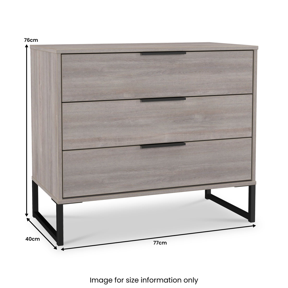 Ashbourne 3 Drawer Wide Chest Grey Oak from Roseland Furniture