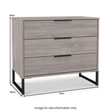 Ashbourne 3 Drawer Wide Chest Grey Oak from Roseland Furniture