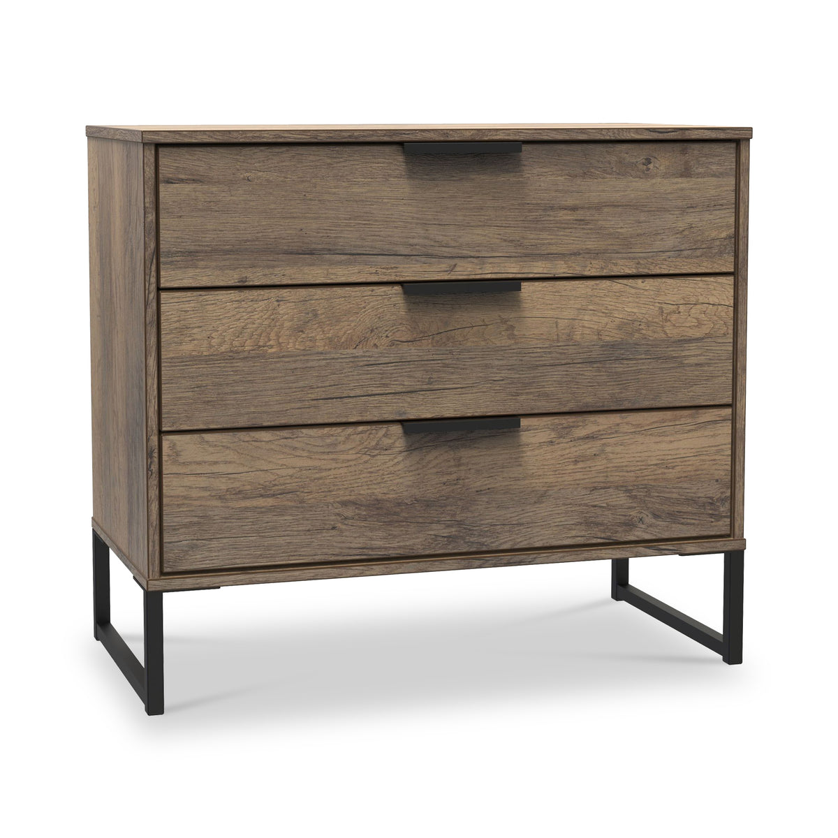 Ashbourne 3 Drawer Wide Chest Vintage Oak from Roseland Furniture
