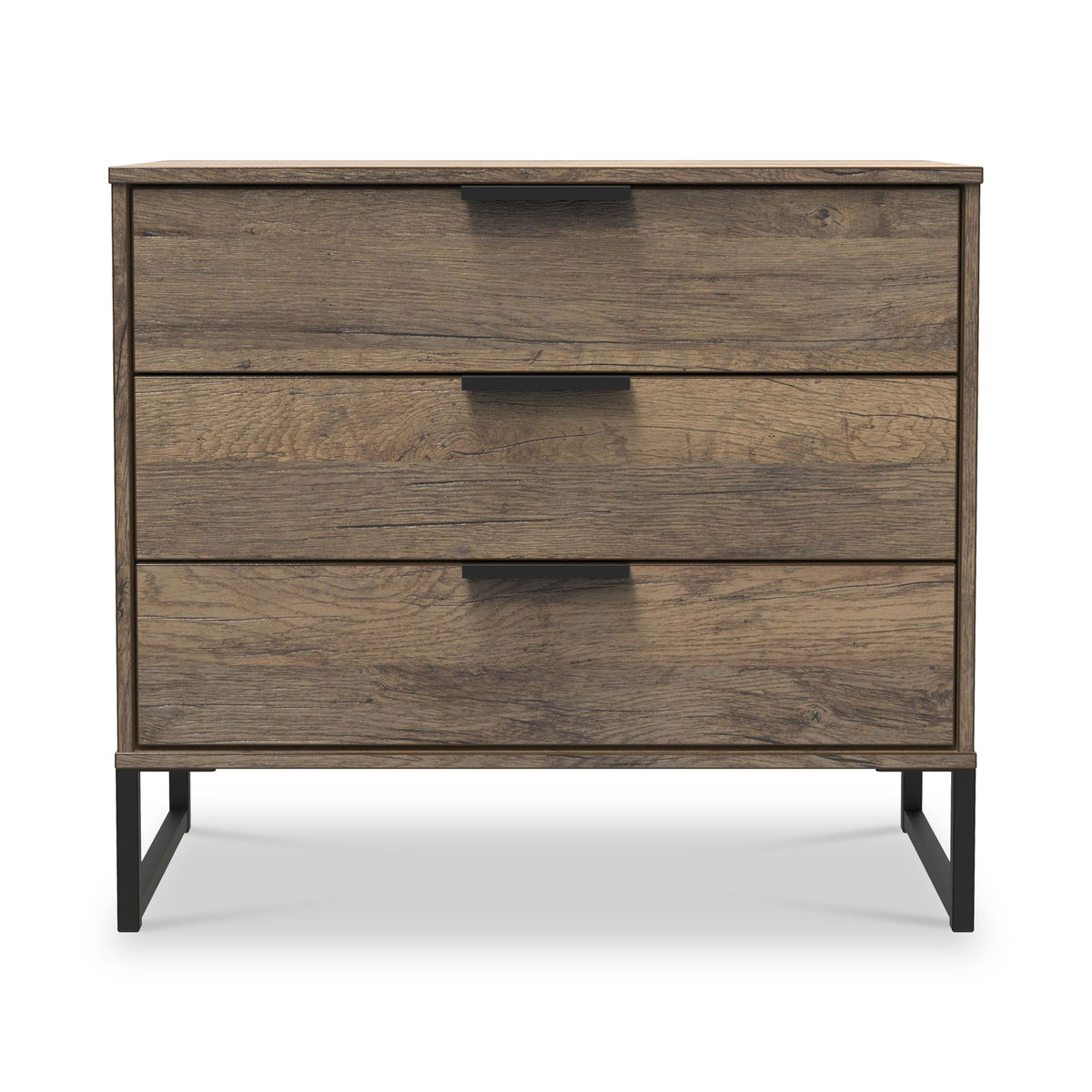 Ashbourne 3 Drawer Wide Chest Vintage Oak from Roseland Furniture