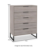Ashbourne 5 Drawer Chest Grey Oak from Roseland Furniture