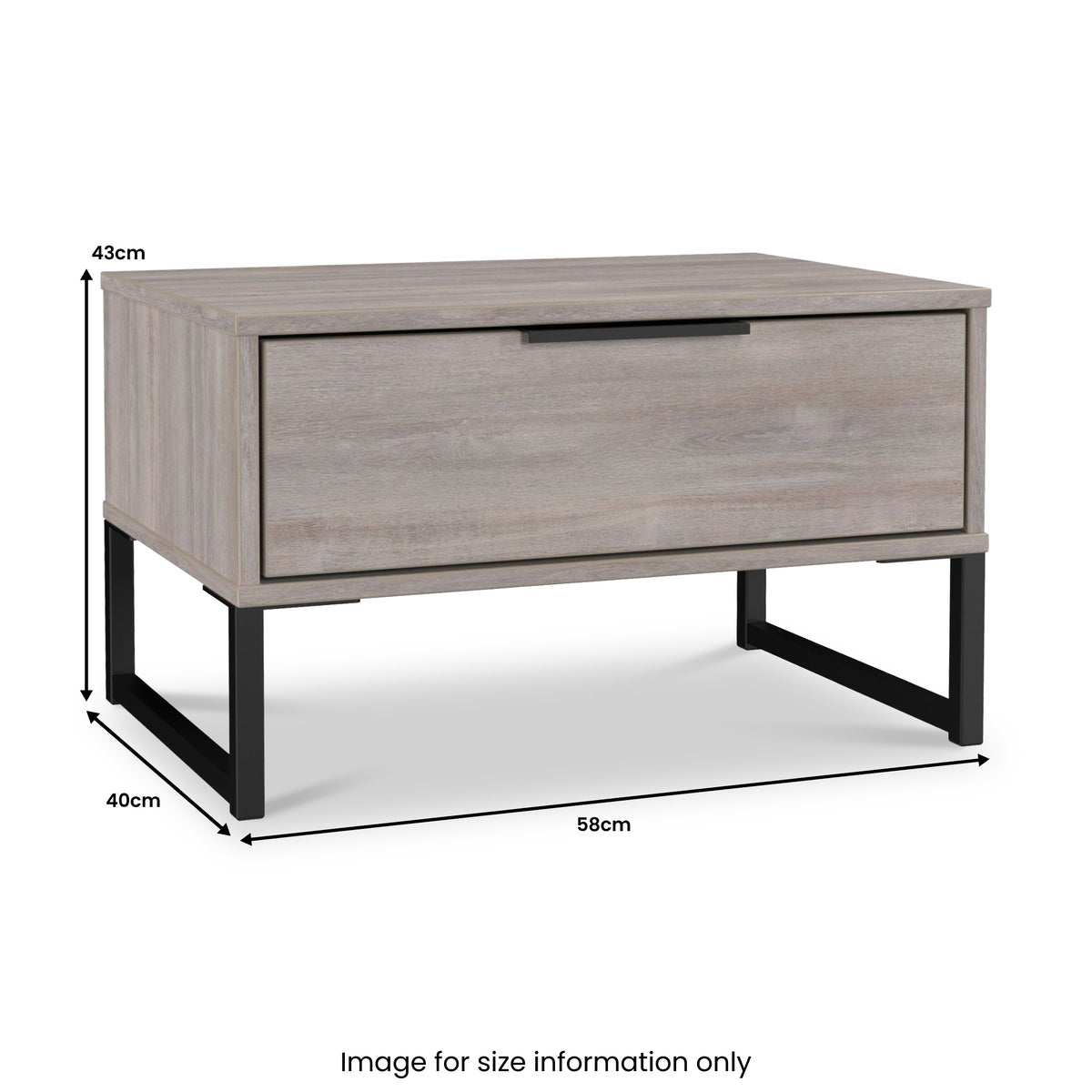 Ashbourne 1 Drawer Side Table Grey Oak from Roseland Furniture