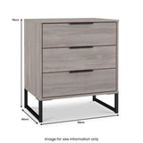 Ashbourne 3 Drawer Chest Grey Oak from Roseland Furniture