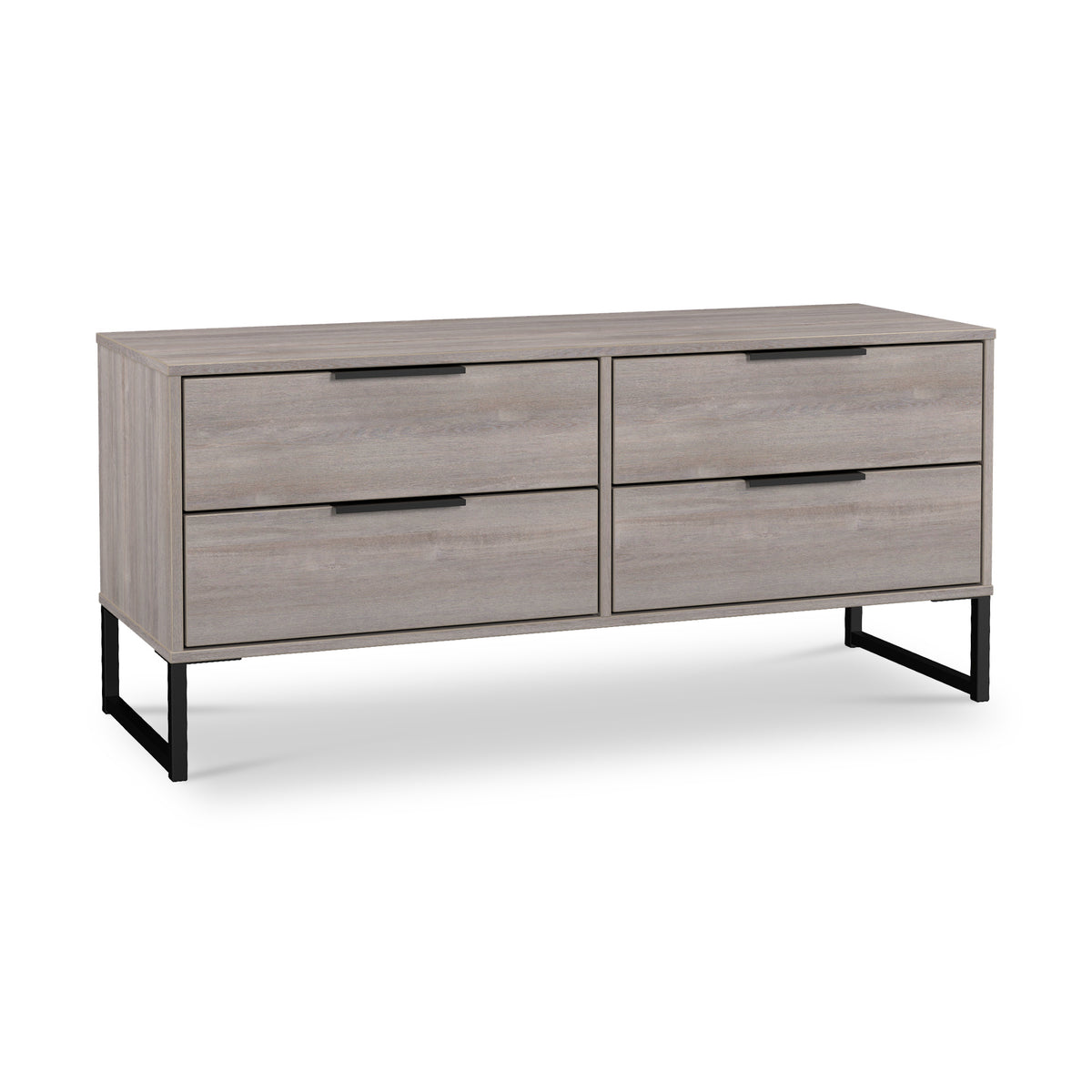 Ashbourne Grey Oak 4 Drawer Low Storage Unit from Roseland Furniture