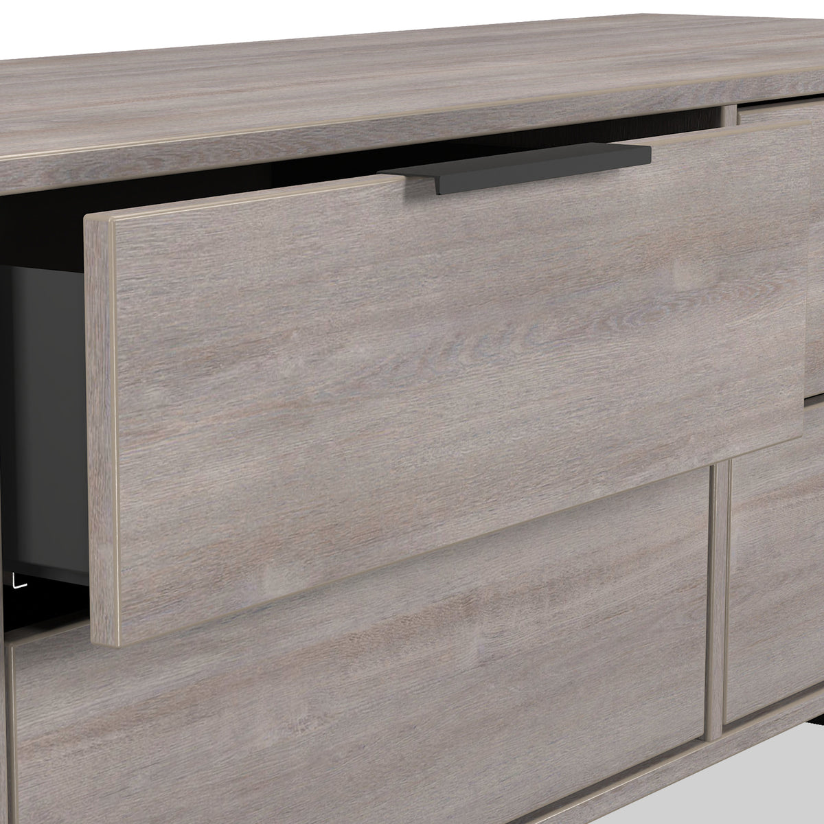 Ashbourne Grey Oak 4 Drawer Low Storage Unit from Roseland Furniture