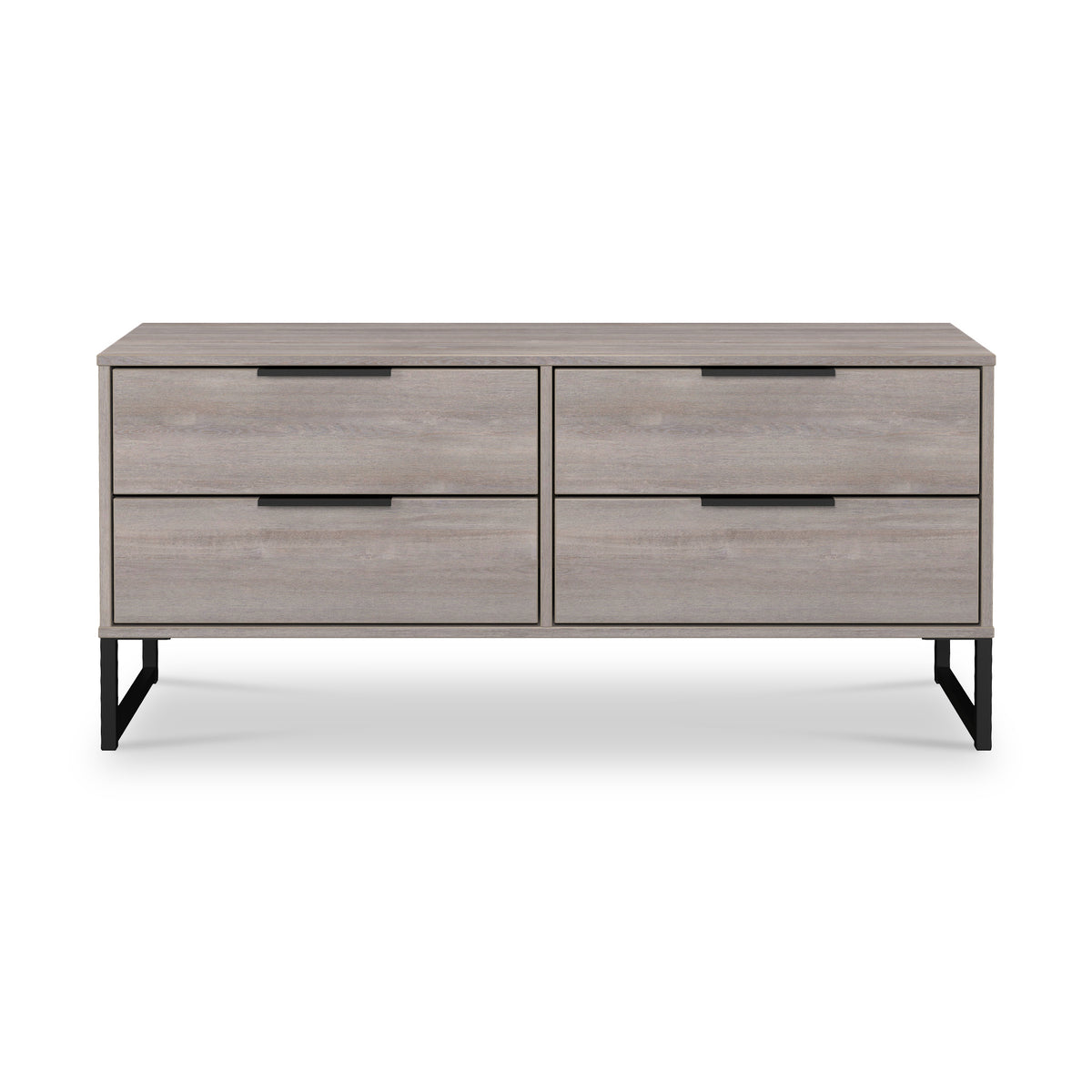 Ashbourne Grey Oak 4 Drawer Low Storage Unit from Roseland Furniture