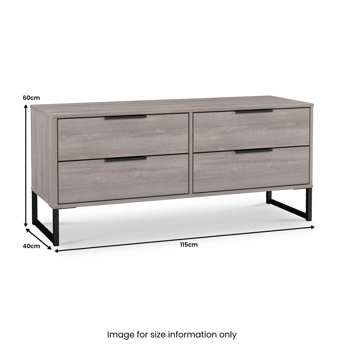 Ashbourne 4 Drawer Low Storage Unit dimensions