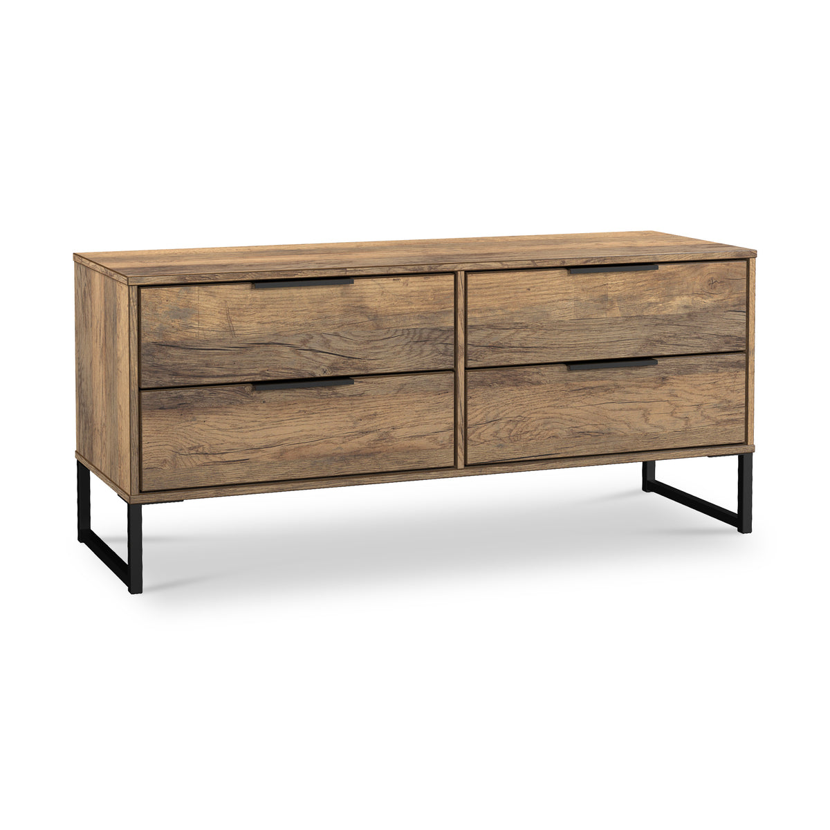 Ashbourne Vintage Oak 4 Drawer Low Storage Unit from Roseland Furniture