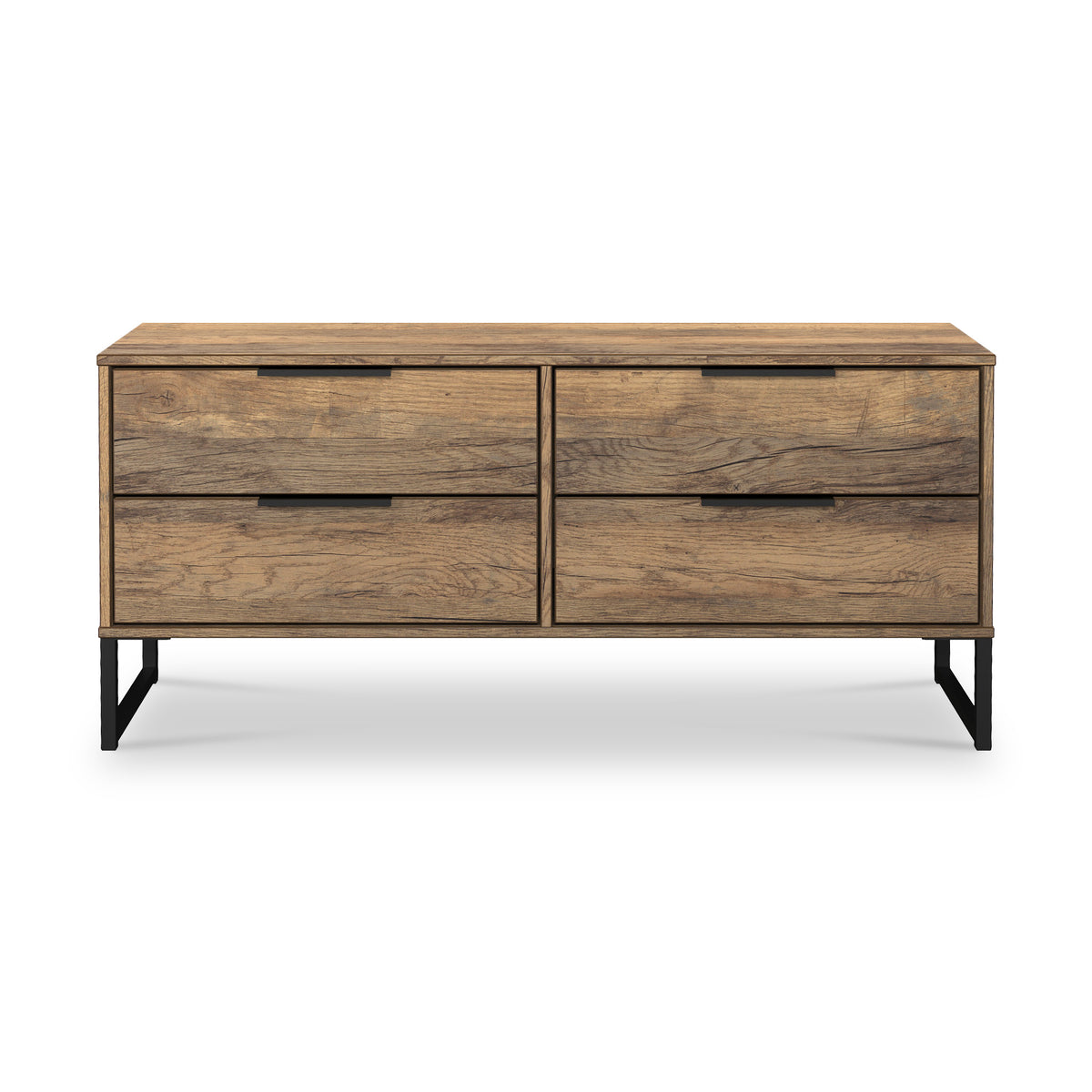 Ashbourne Vintage Oak 4 Drawer Low Storage Unit from Roseland Furniture
