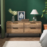 Ashbourne Vintage Oak 4 Drawer Low Storage Unit from Roseland Furniture