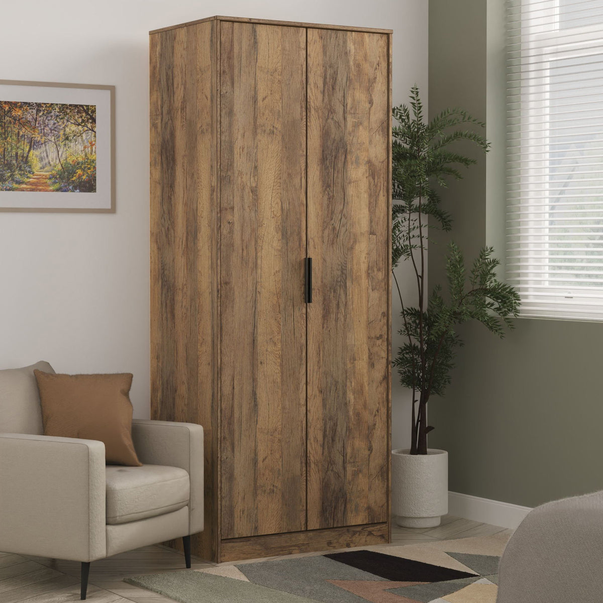 Ashbourne Double Wardrobe Vintage Oak from Roseland Furniture